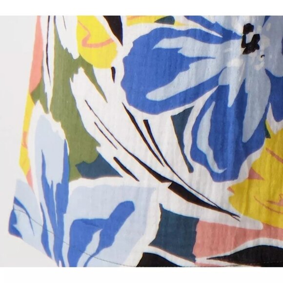 Susan Graver Soleil Gauze Wide Leg Crop Beach Flowy Pants XS Black Palm A602948 - Picture 6 of 8